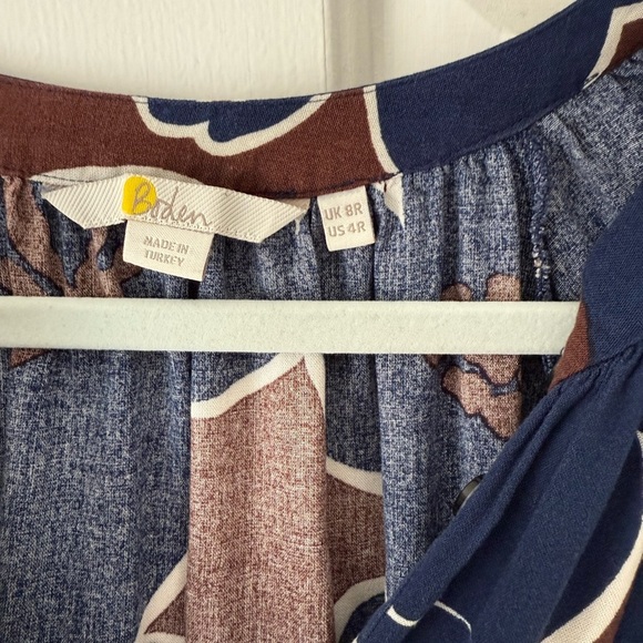 Boden Blue and Brown Long Sleeve Sundress with Bishop Sleeves - Picture 4 of 6